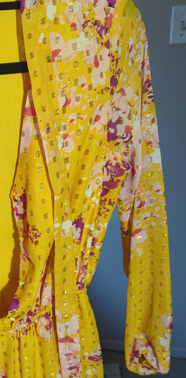 Yellow Floral Print Dress
