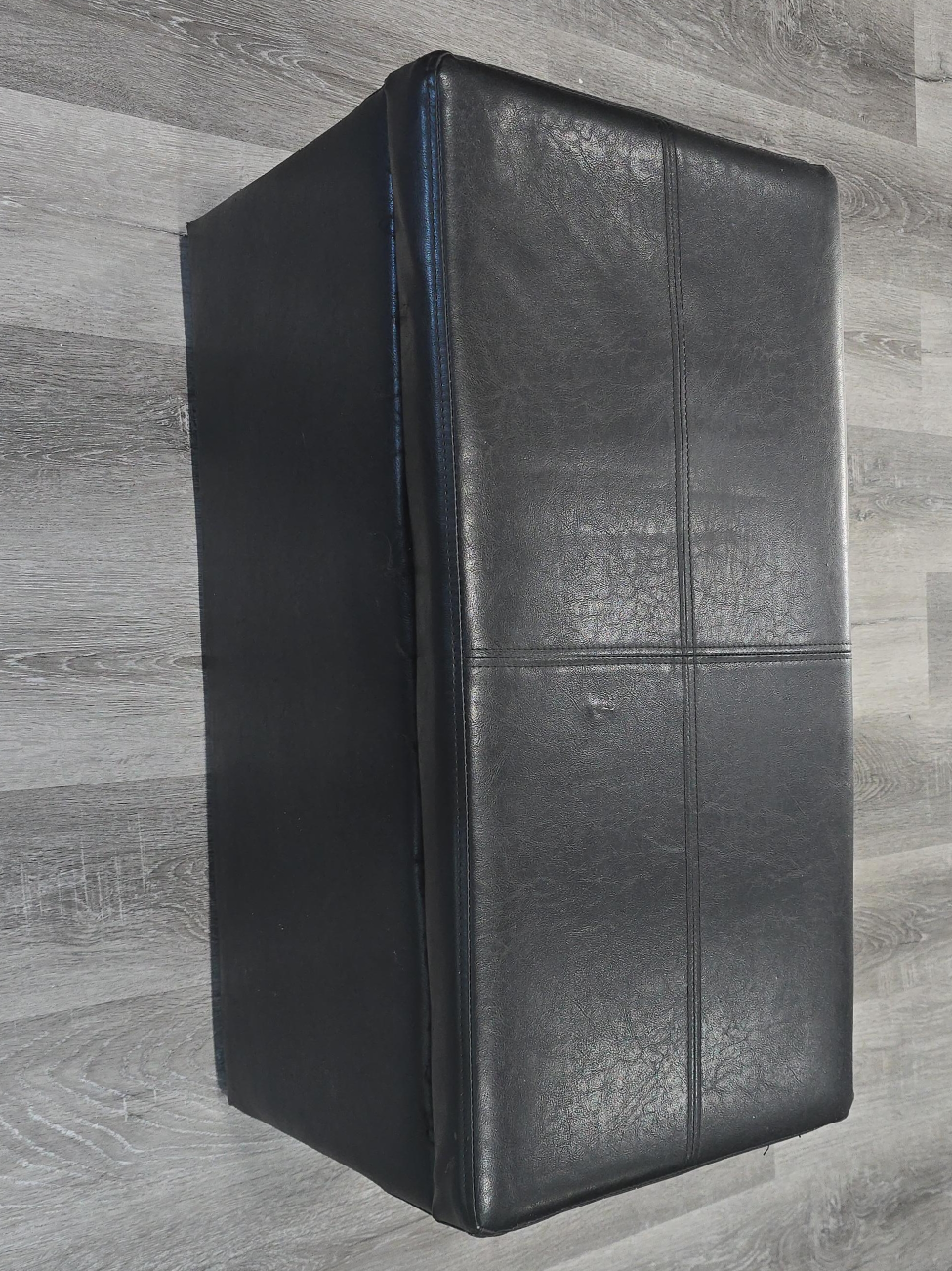 Black Faux Leather Ottoman thumbnail