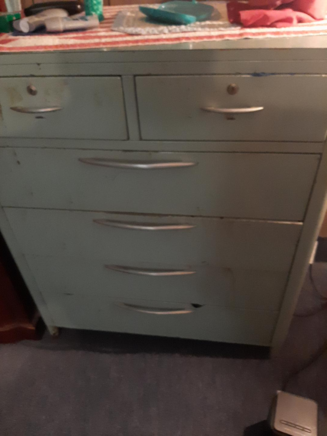 Vintage Metal Dresser - 5 Drawers thumbnail