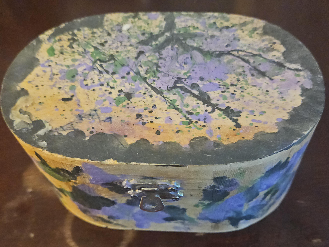 Hand-Painted Oval Trinket Box