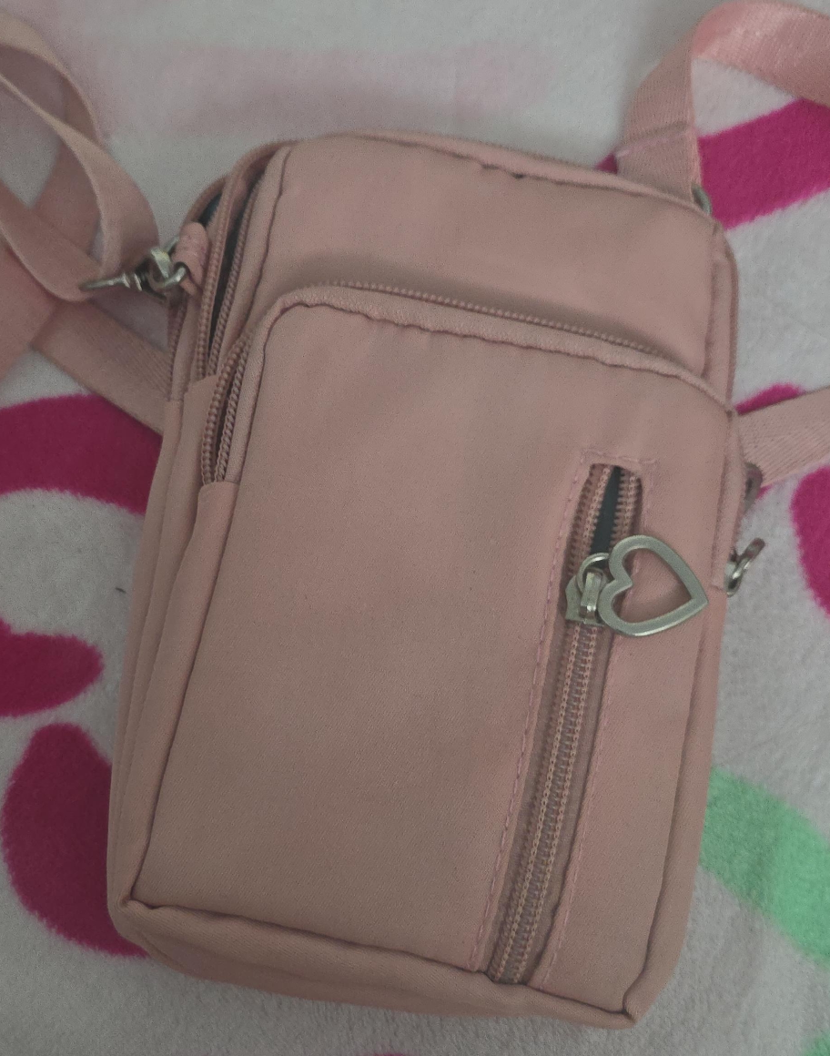 Pink Crossbody Bag with Heart Zipper thumbnail