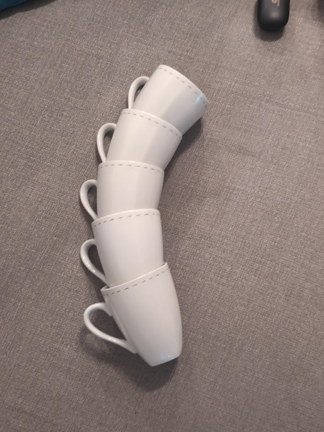 Set of 5 White Coffee Mugs