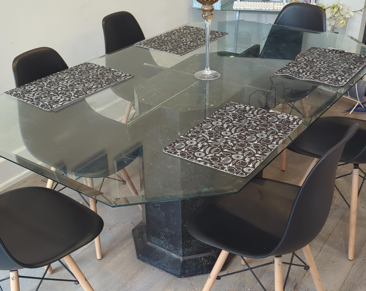 Glass Table and Chair Set 6 chairs thumbnail