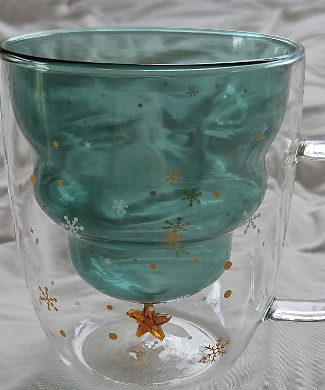 Christmas Tree Double Walled Glass Mug thumbnail