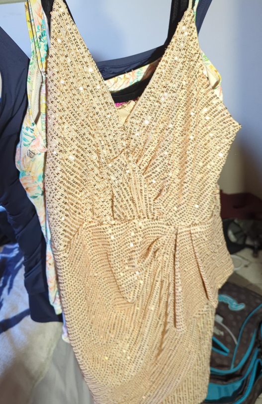 Gold Sequin Sleeveless Dress