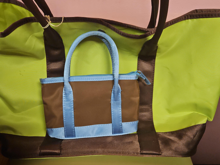 mini brown/blue bag purse thumbnail