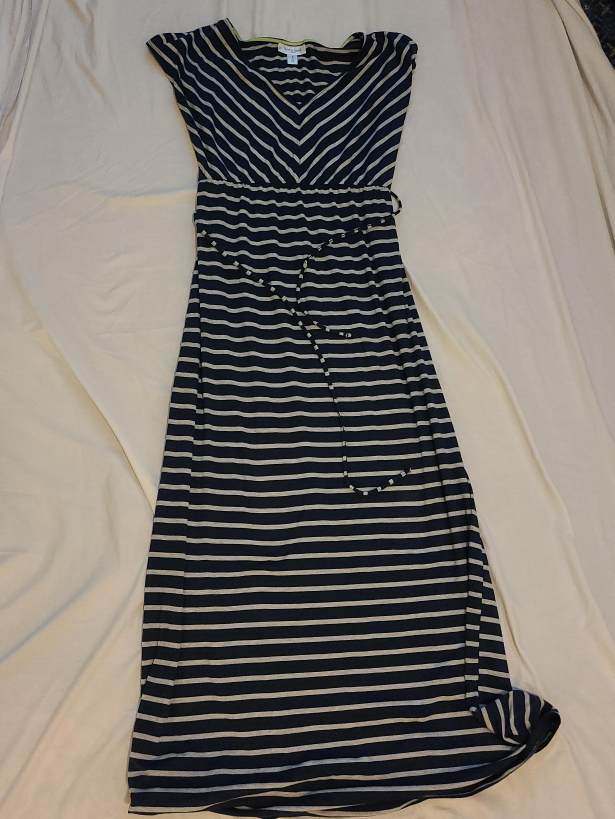 Motherhood Maternity Striped Maxi Dress - Size L thumbnail