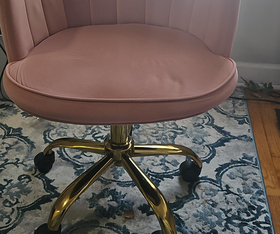 Pink Swivel Desk Chair with Gold Base - photo 3