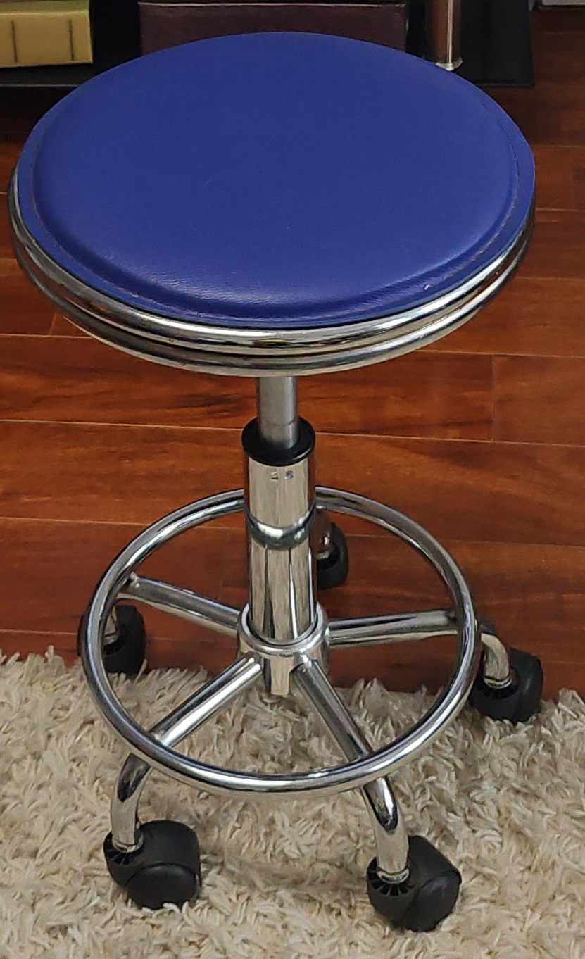 Adjustable Blue Rolling Stool thumbnail