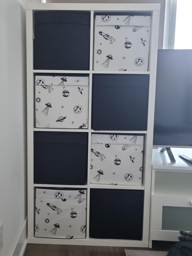 White Cube Storage Unit with Storage Bins thumbnail