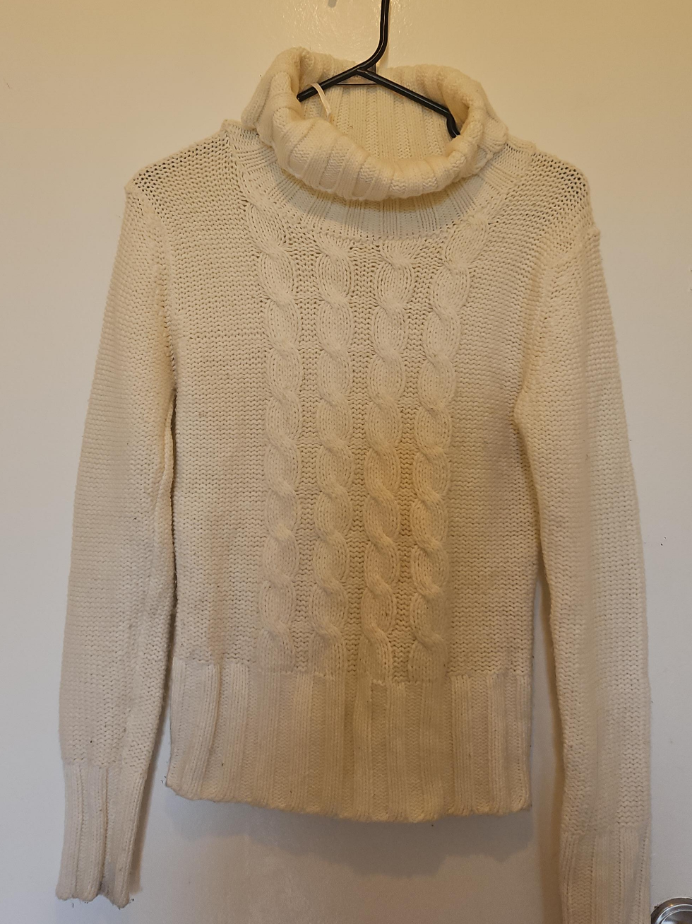Cream Cable Knit Turtleneck Sweater thumbnail