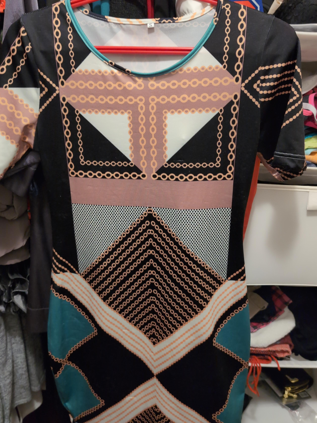 Patterned Bodycon Dress - Size Small thumbnail