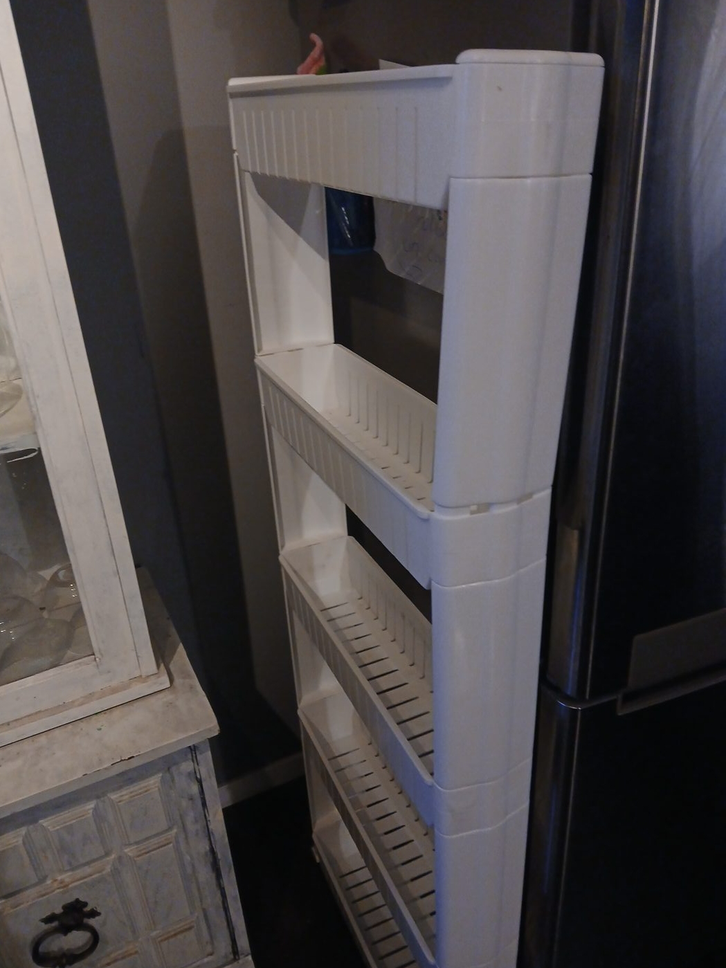 White Slim Rolling Storage Cart thumbnail