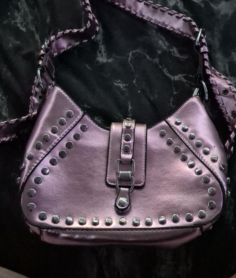 Metallic Pink Studded Handbag thumbnail