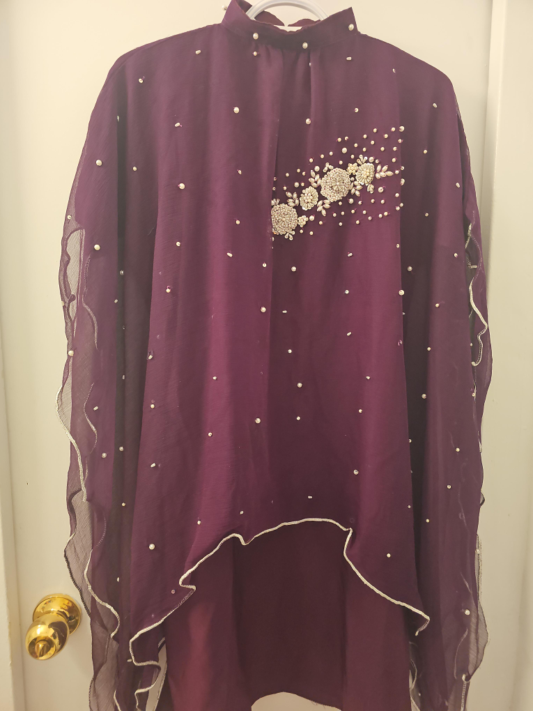Gorgeous Purple Embellished Kaftan top thumbnail