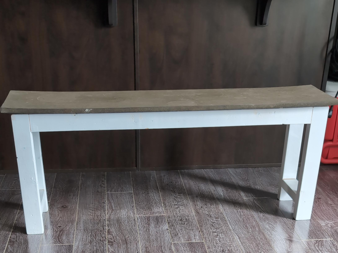 Wooden Bench with White Legs thumbnail