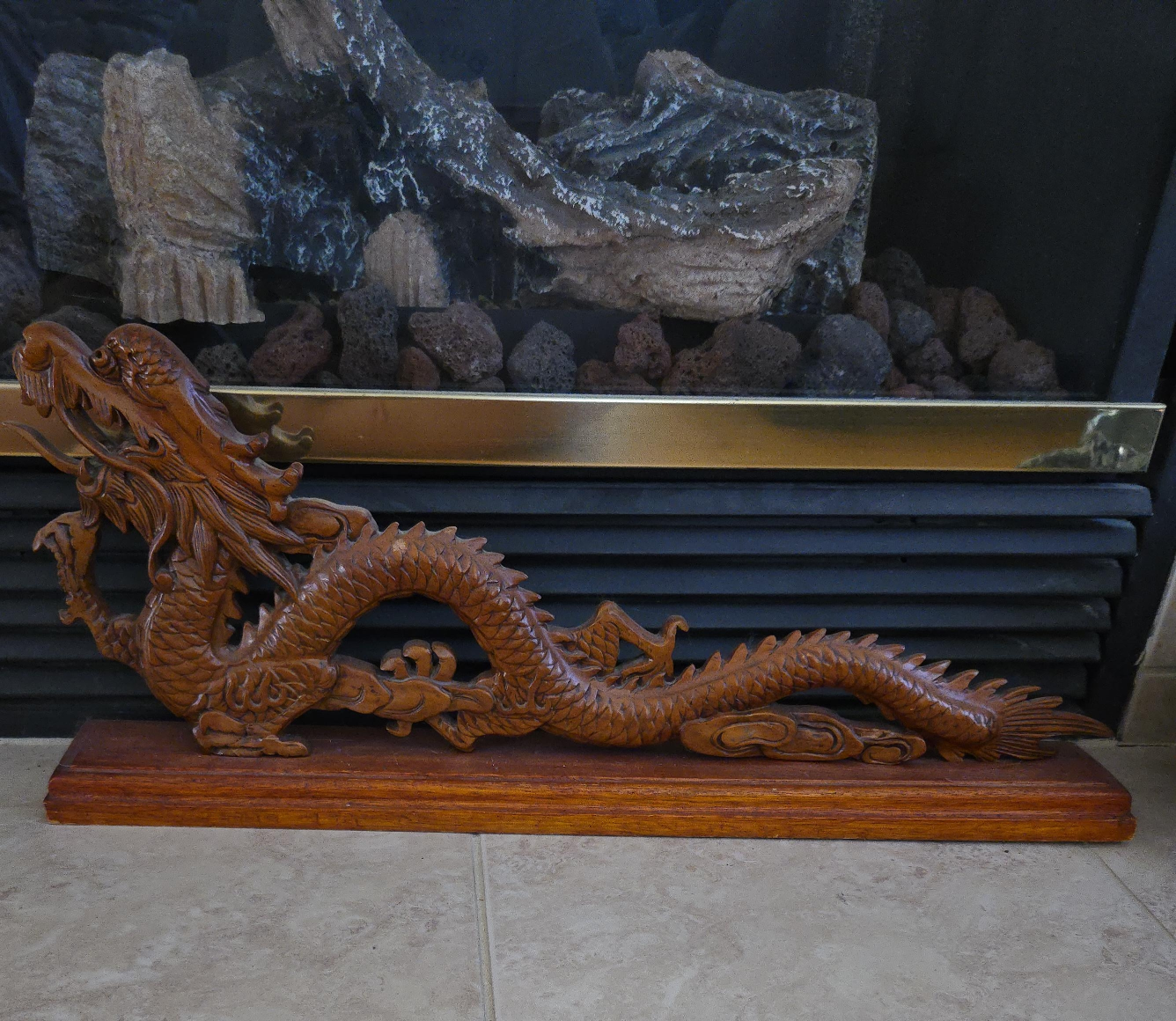 Balinese Wooden Dragon Sculpture thumbnail
