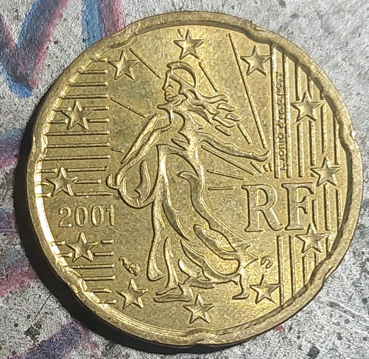 2001 French 20 Euro Cent Coin thumbnail