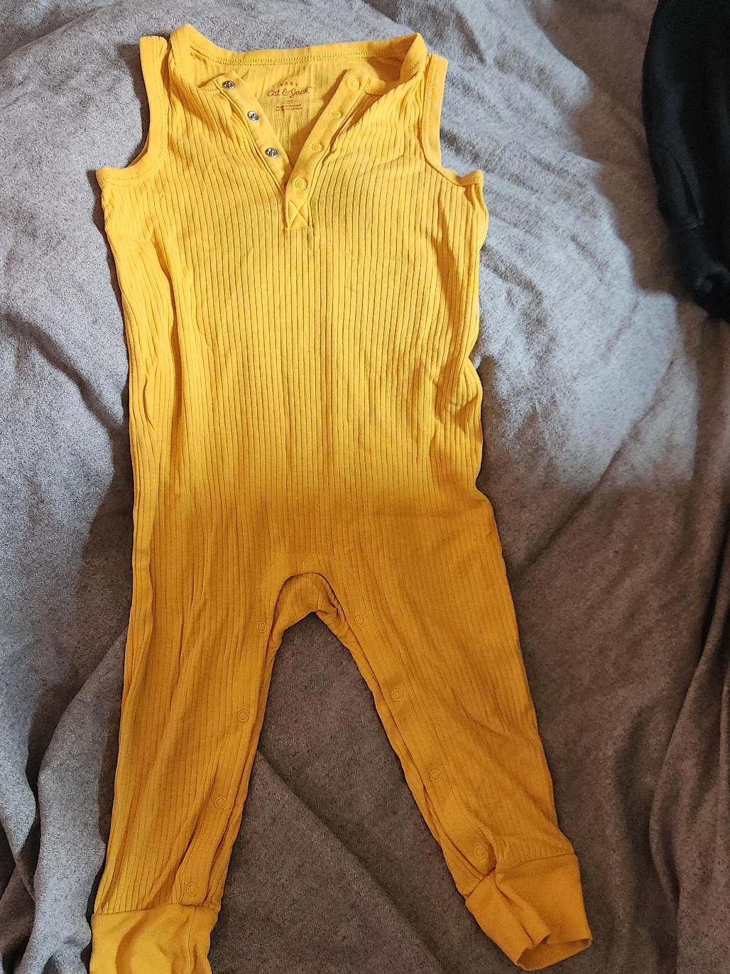 Cat & Jack Mustard Yellow Ribbed Romper thumbnail