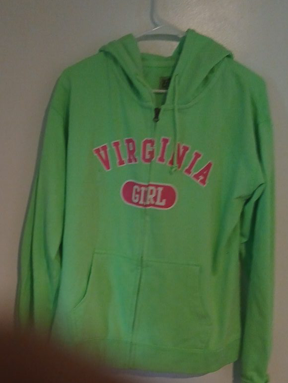 Virginia Girl Green Zip-Up Hoodie thumbnail