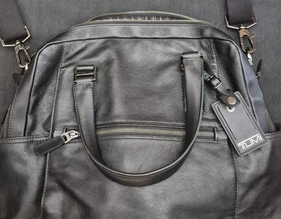 TUMI Black Leather Duffel Bag thumbnail