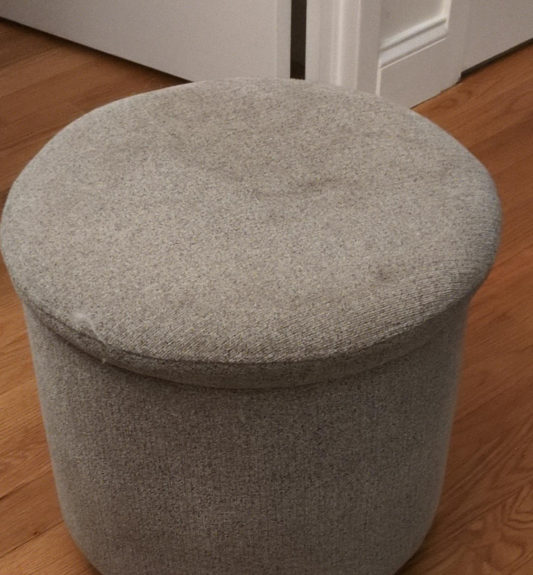 Gray round storage ottoman - photo 2