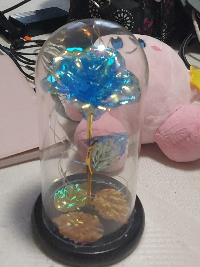 Blue Artificial Rose in Glass Dome thumbnail