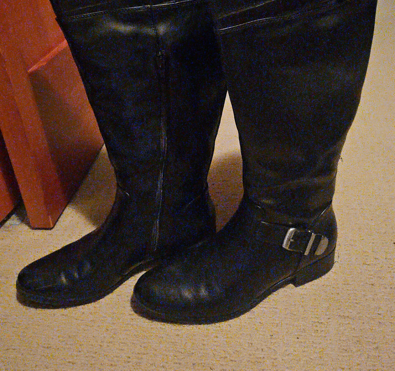 Black Knee-High Boots with Buckle Detail thumbnail