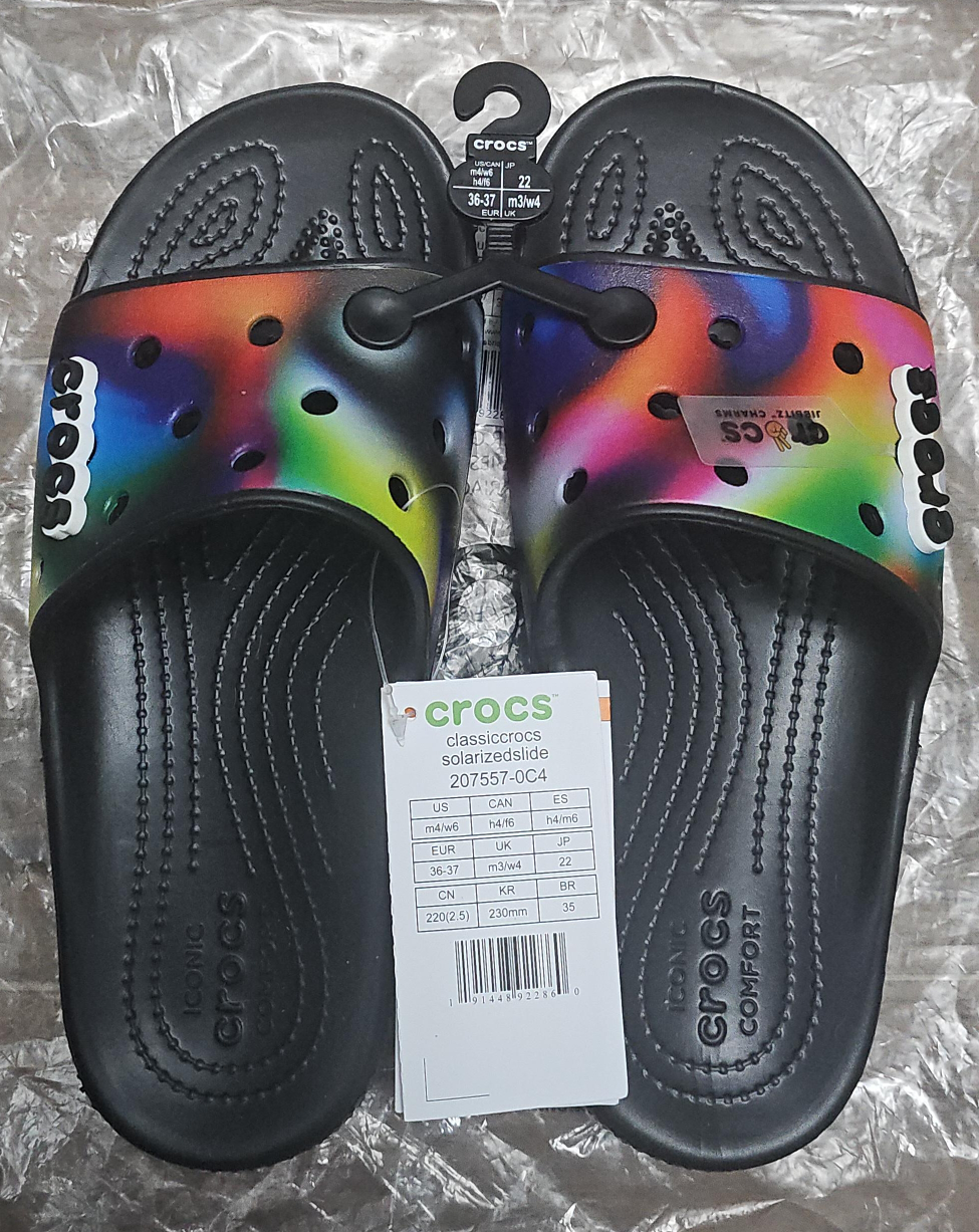 NEW Classic Crocs - Black Solarized Slides thumbnail