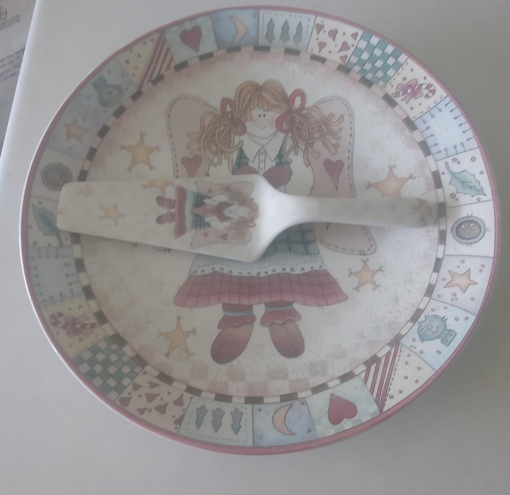 Angel Design Cake Plate with Server thumbnail