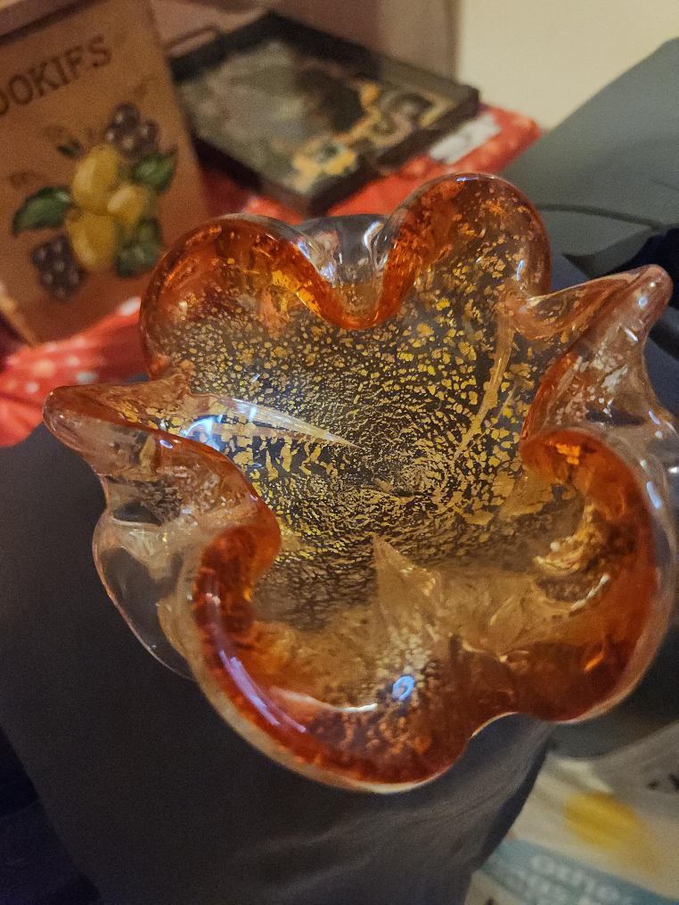 Vintage Amber Glass Ashtray/Candy Dish thumbnail