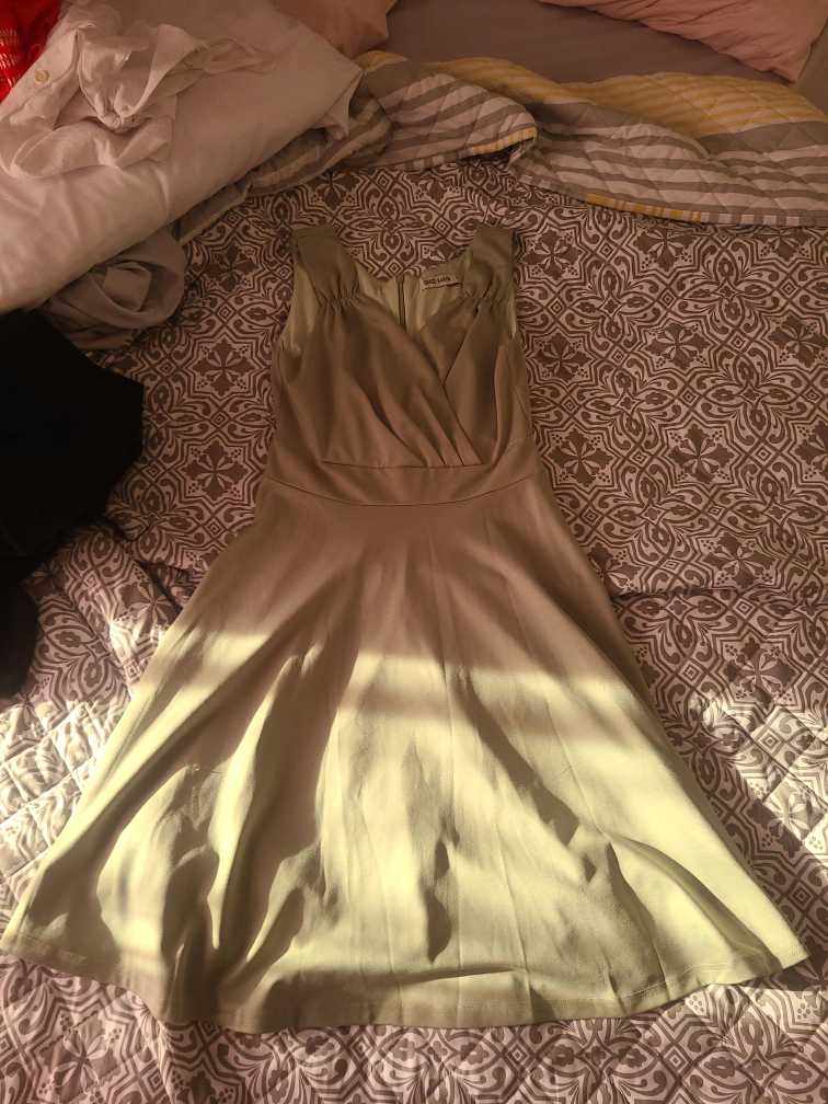 Olive green formal dress thumbnail
