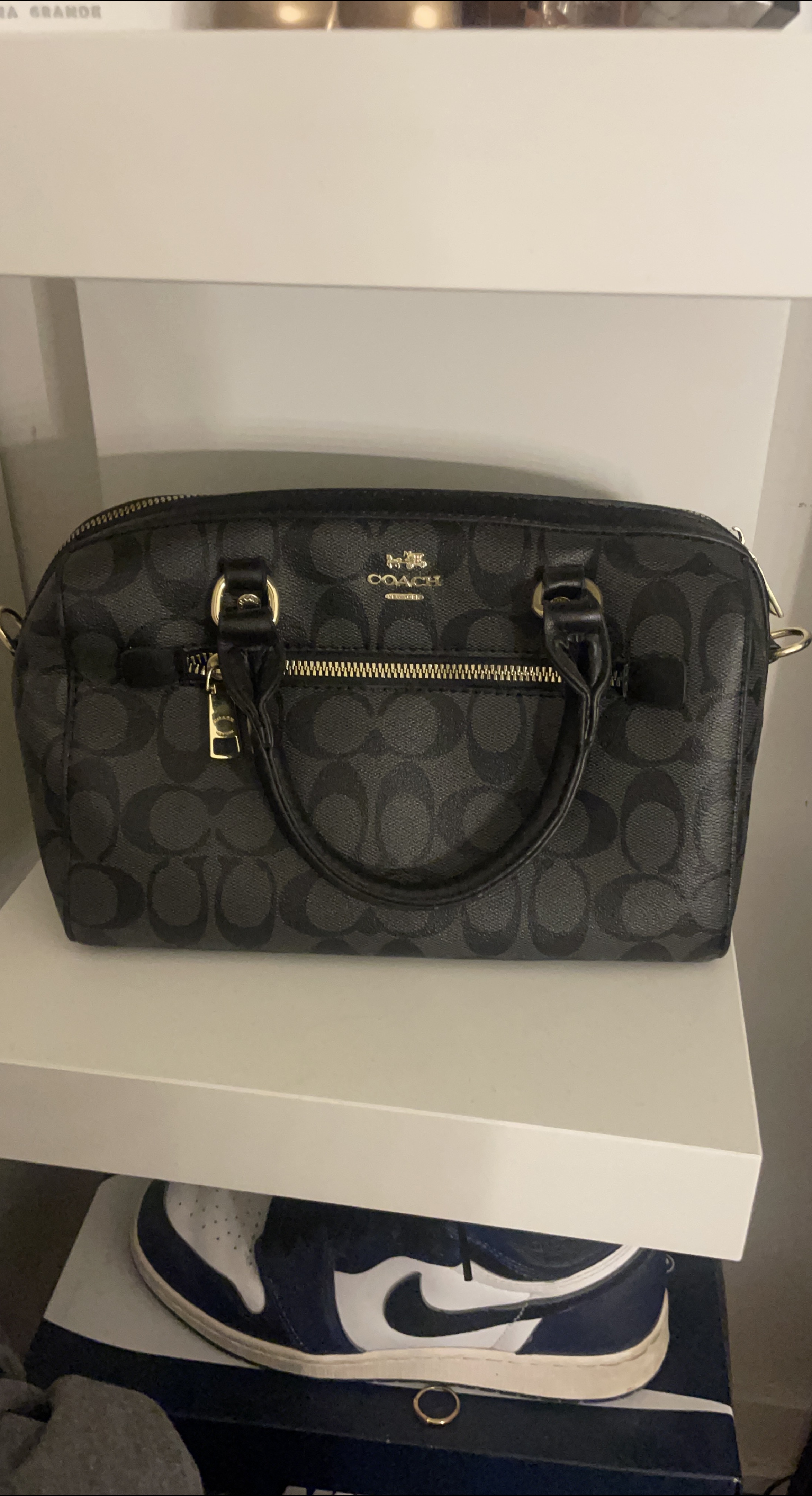 Coach Black/Grey Monogrammed Satchel