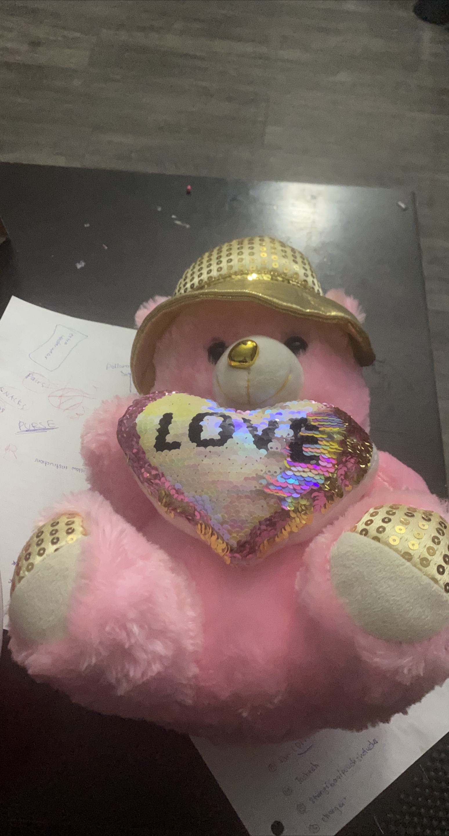Pink Teddy Bear with Love Heart thumbnail