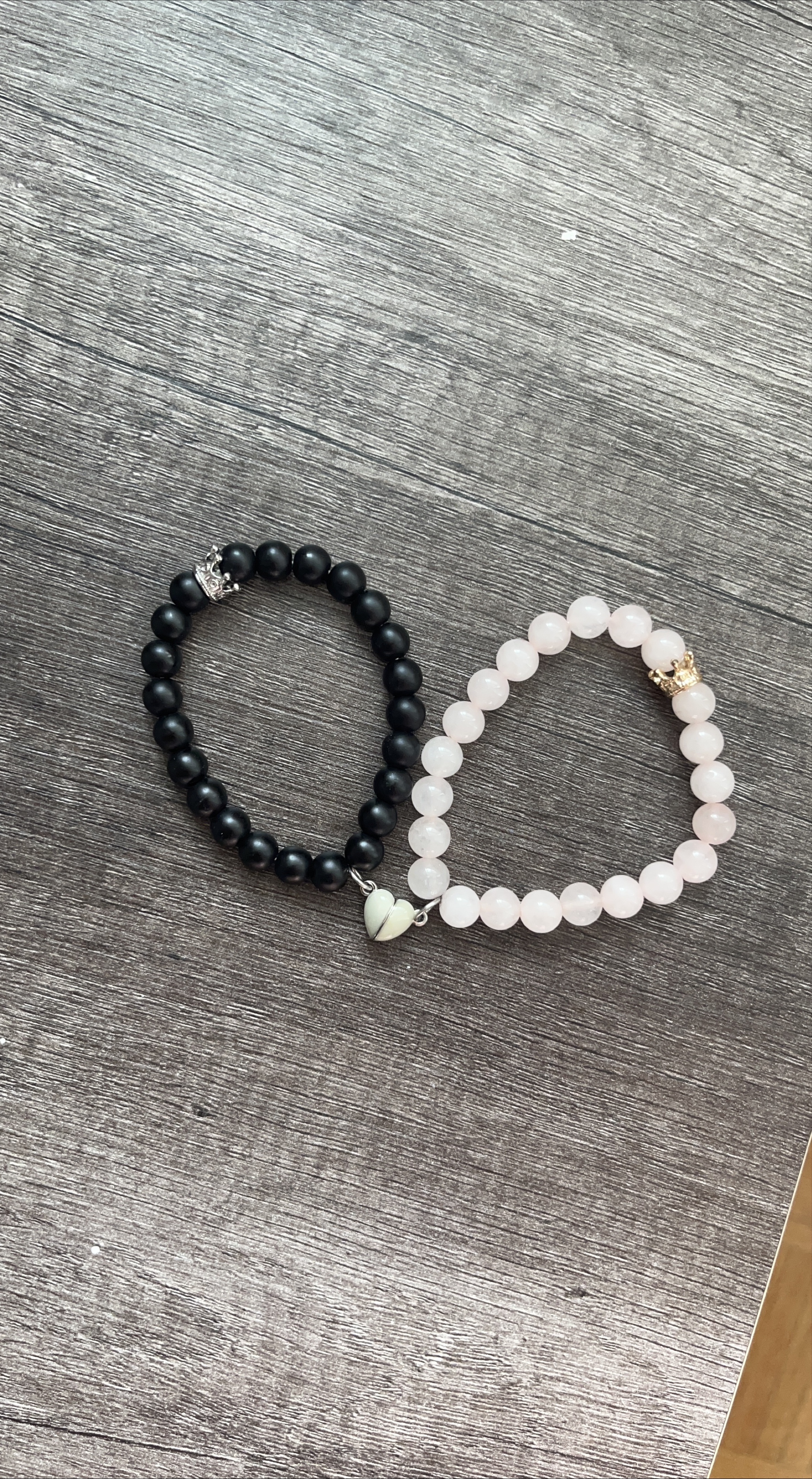 Matching Black & Pink Beaded Bracelets thumbnail