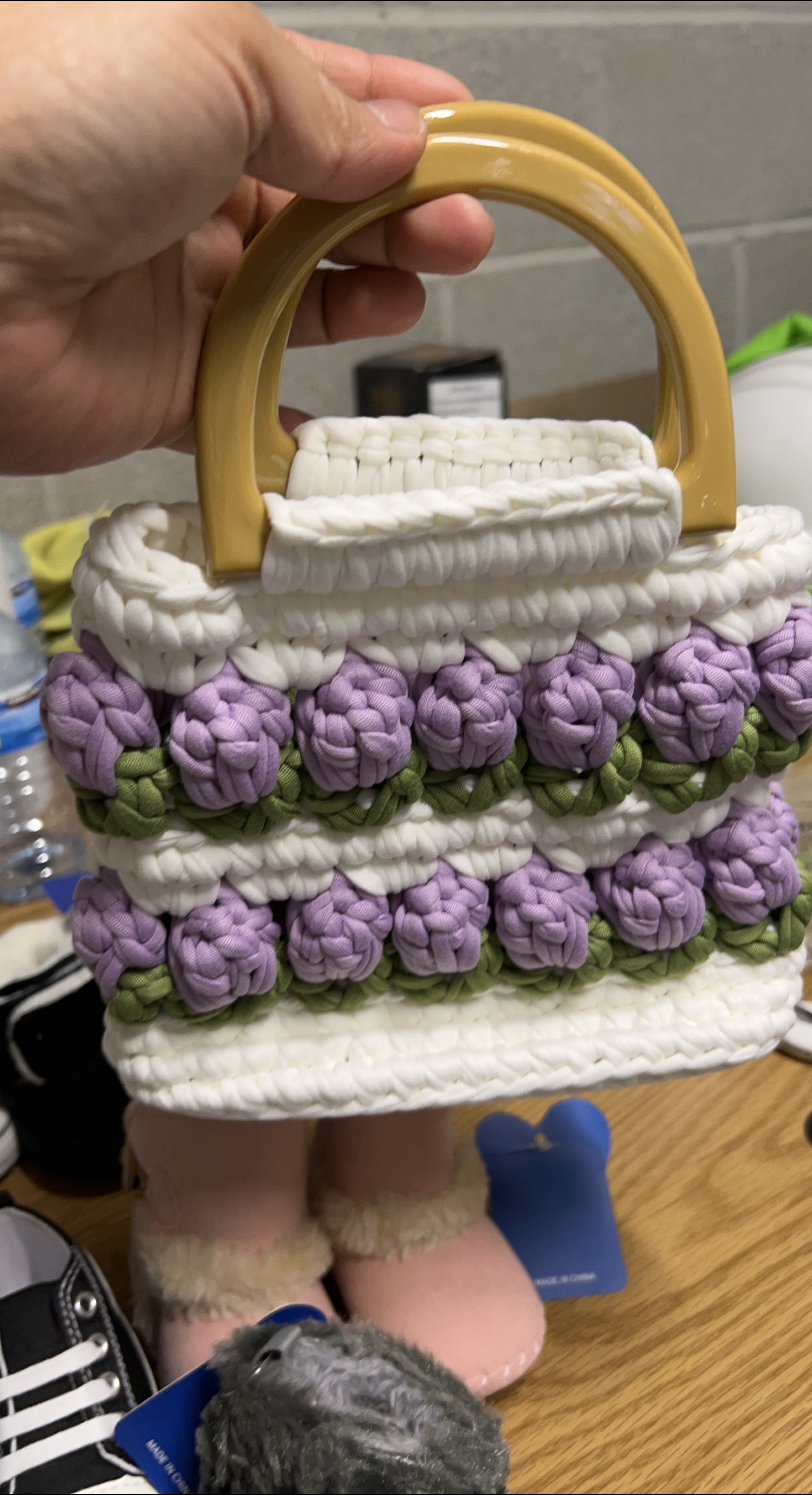 Handmade Crocheted Floral Mini Tote Bag thumbnail