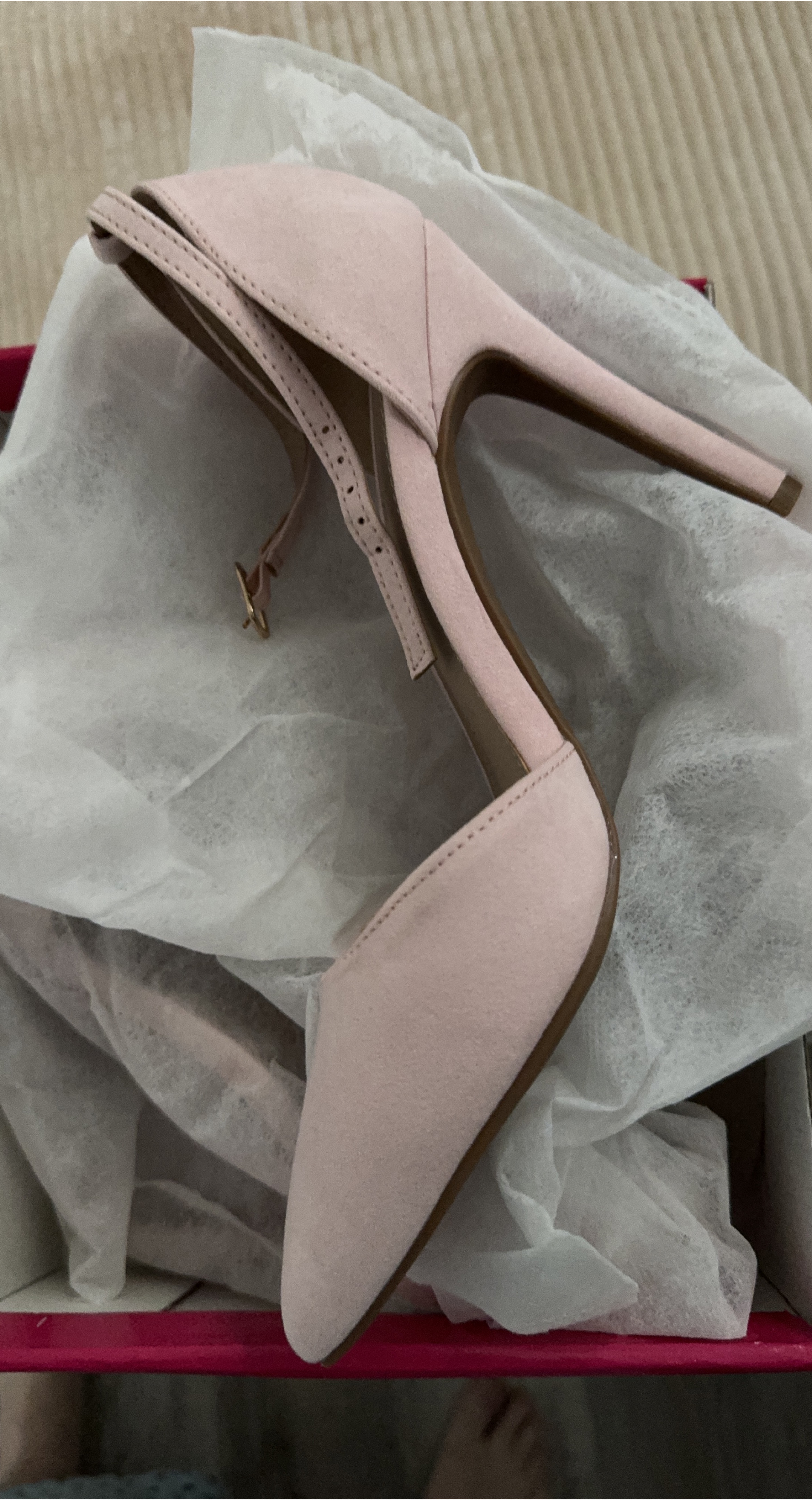 Pink suede style Heels thumbnail