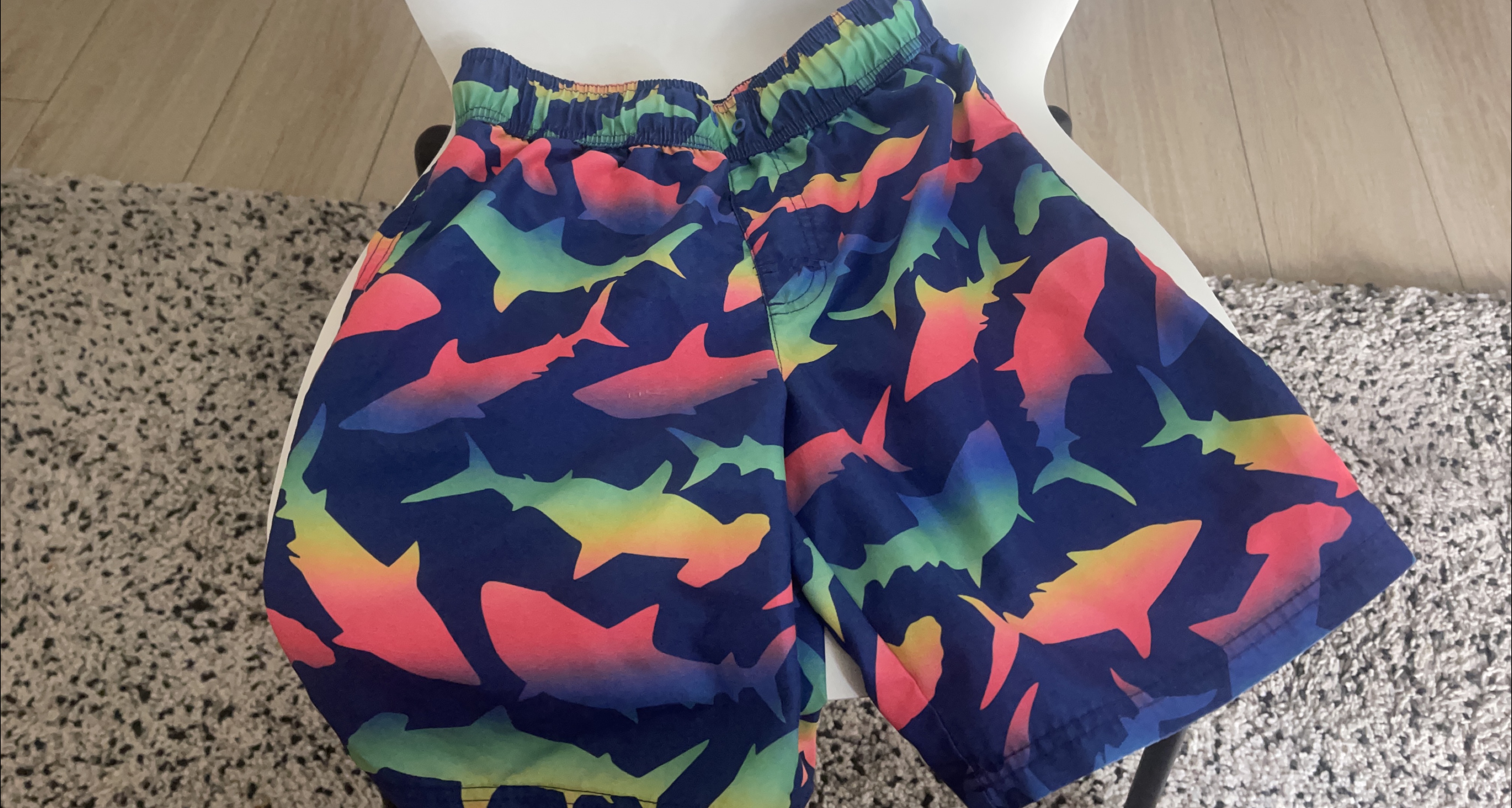 Boys Shark Print Swim Trunks - Size L (10-12) thumbnail