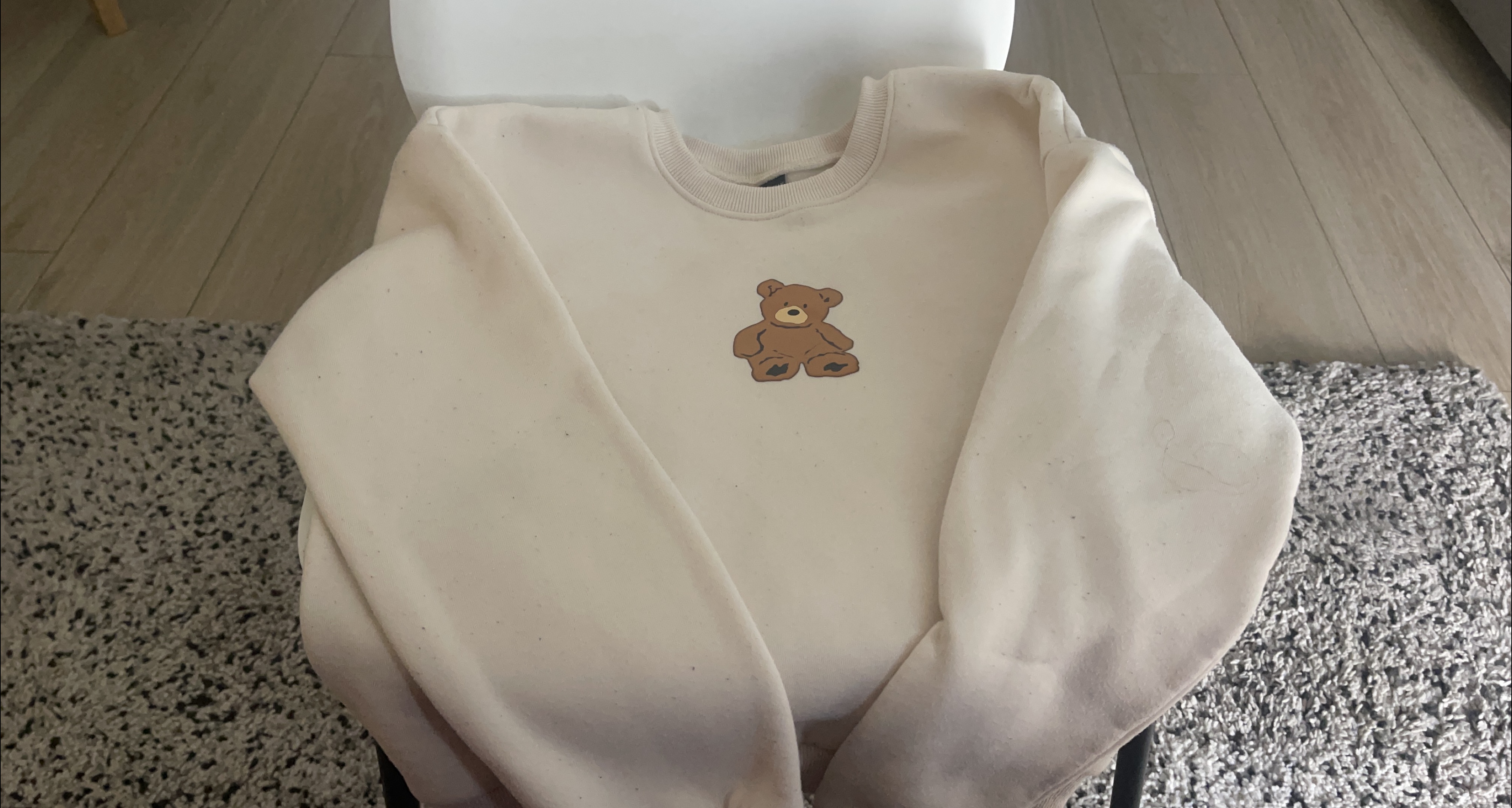 Cute Teddy Bear Cream Crewneck thumbnail