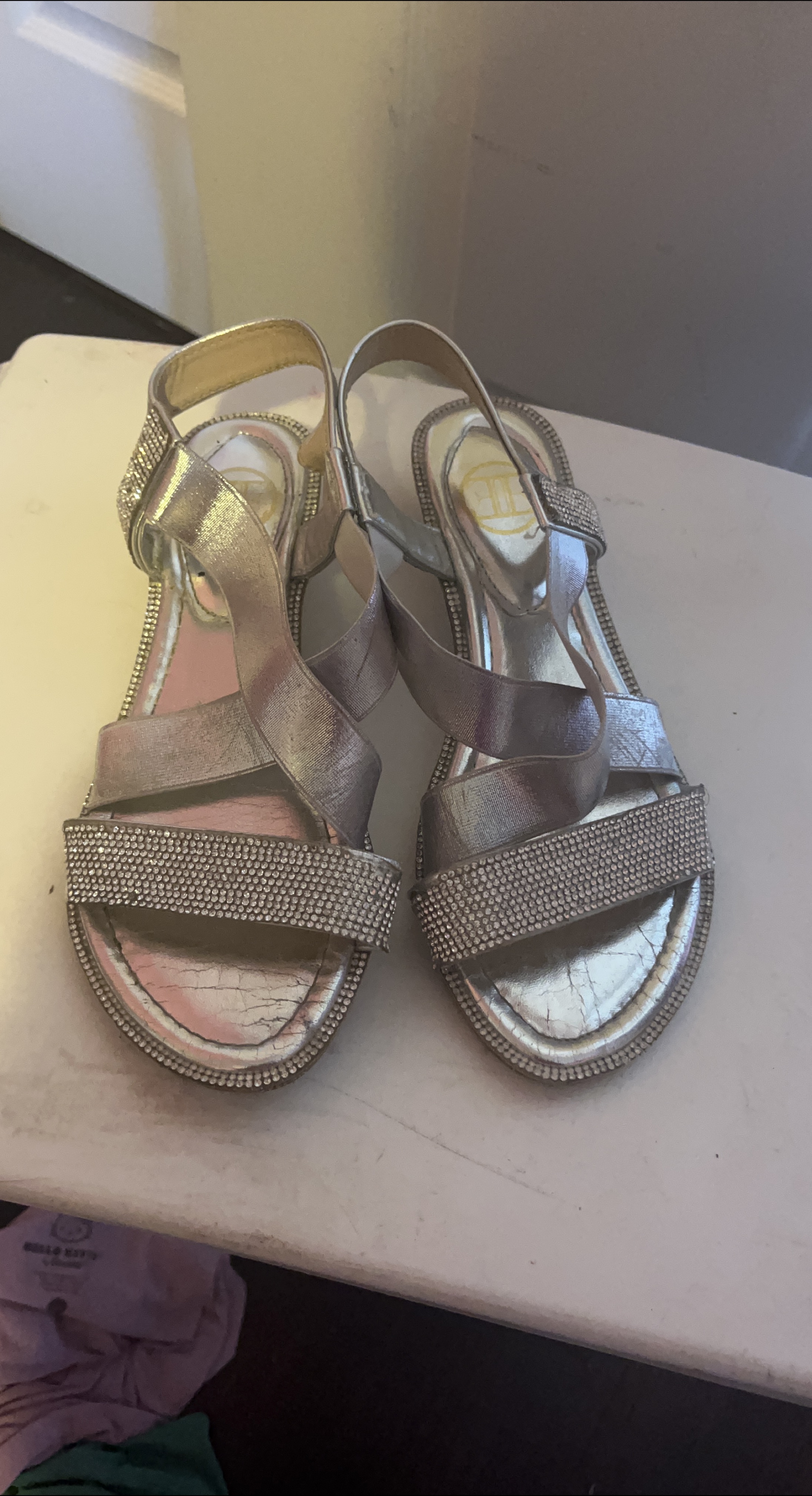 Silver Rhinestone Sandals - Size 7 thumbnail