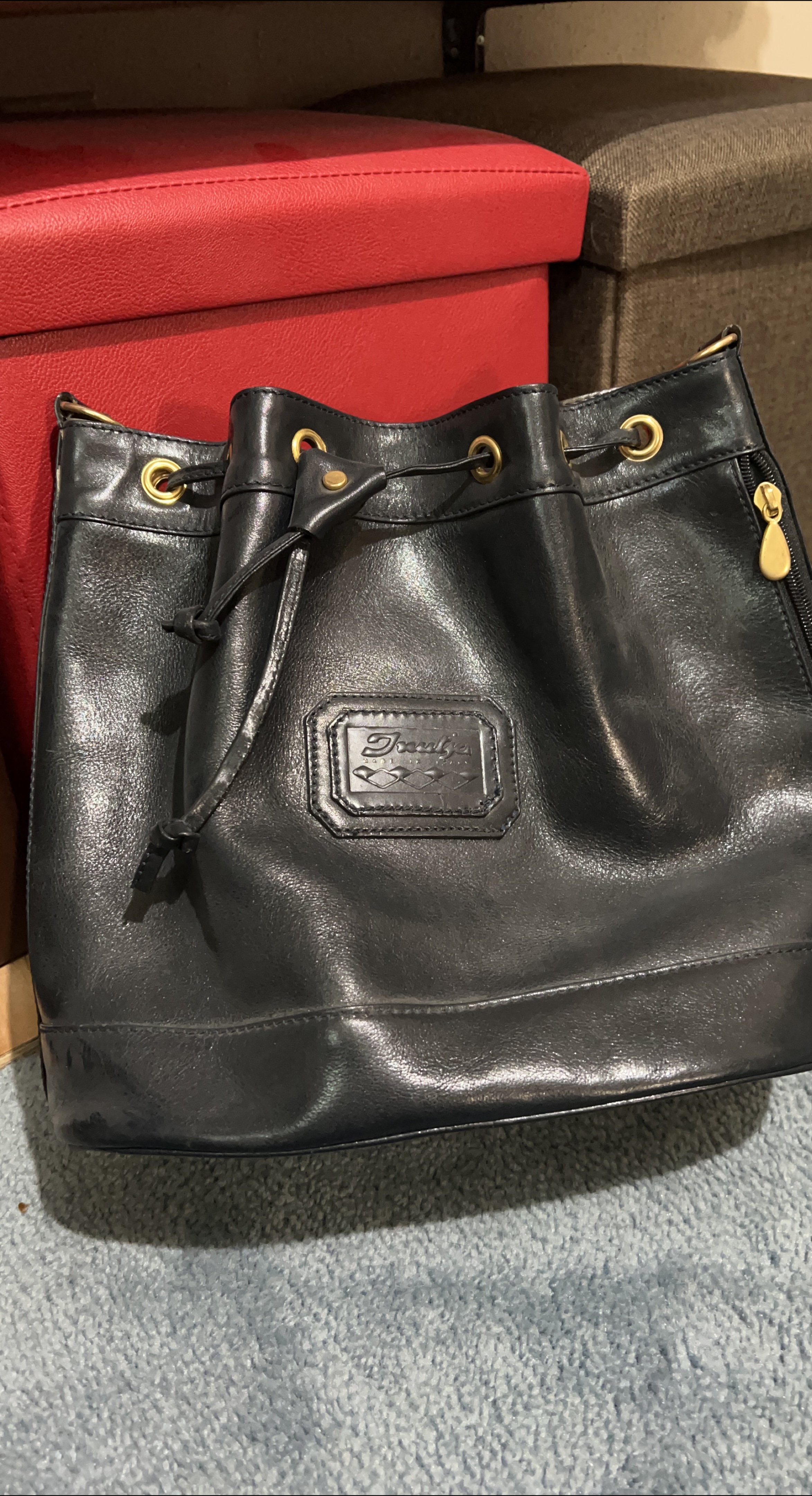 Fossil Black Leather Bucket Bag thumbnail