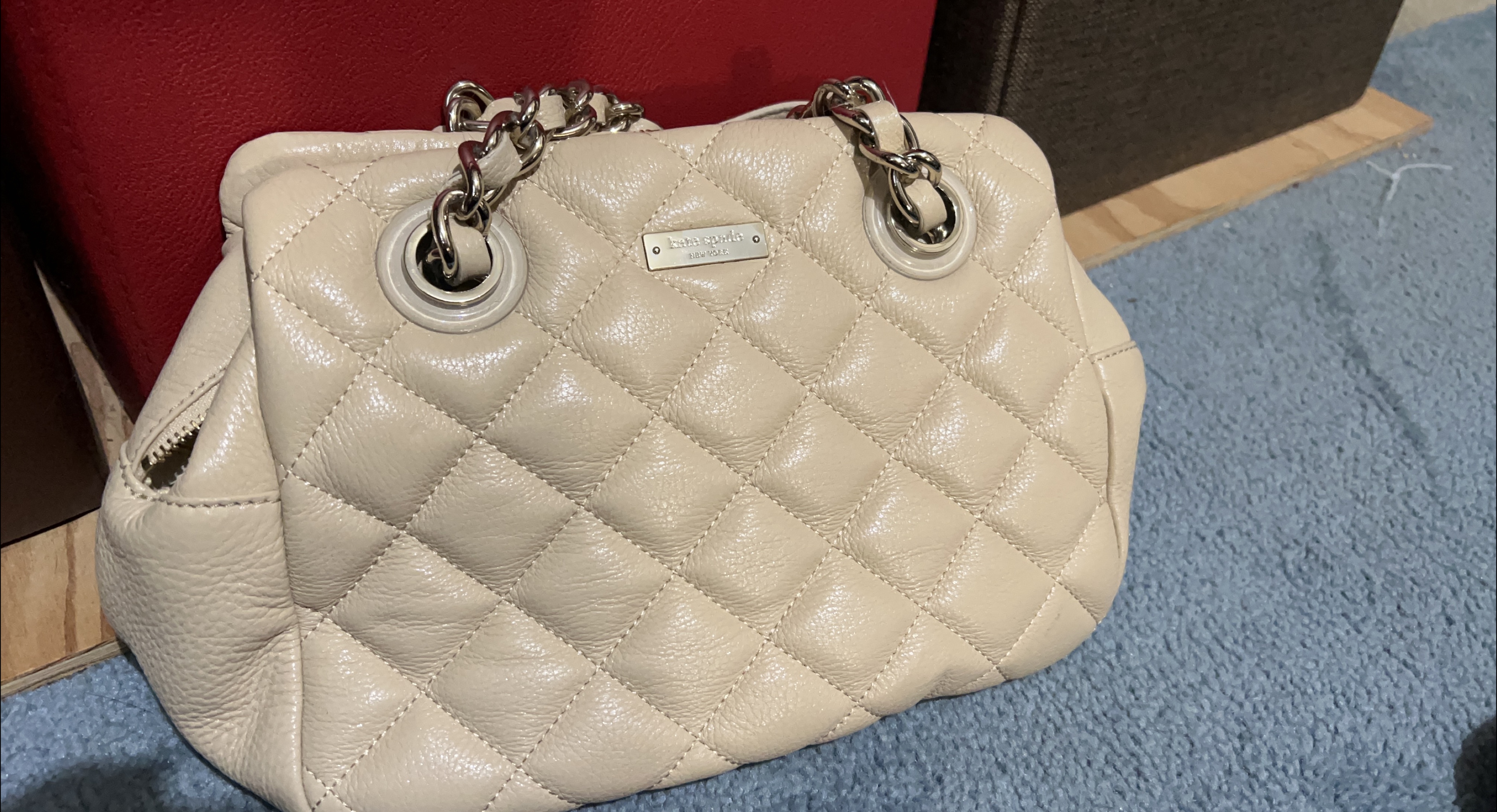 Kate Spade New York Quilted Beige Handbag thumbnail