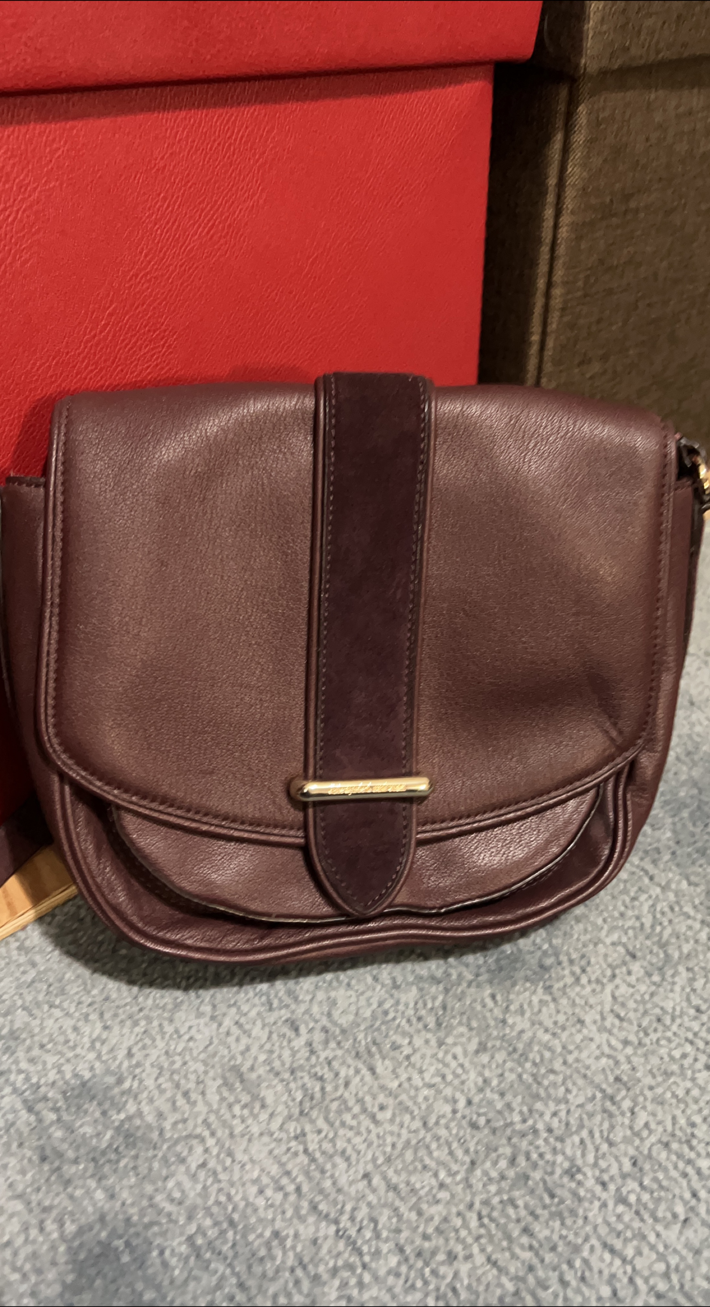 Burgundy Leather Crossbody Bag thumbnail
