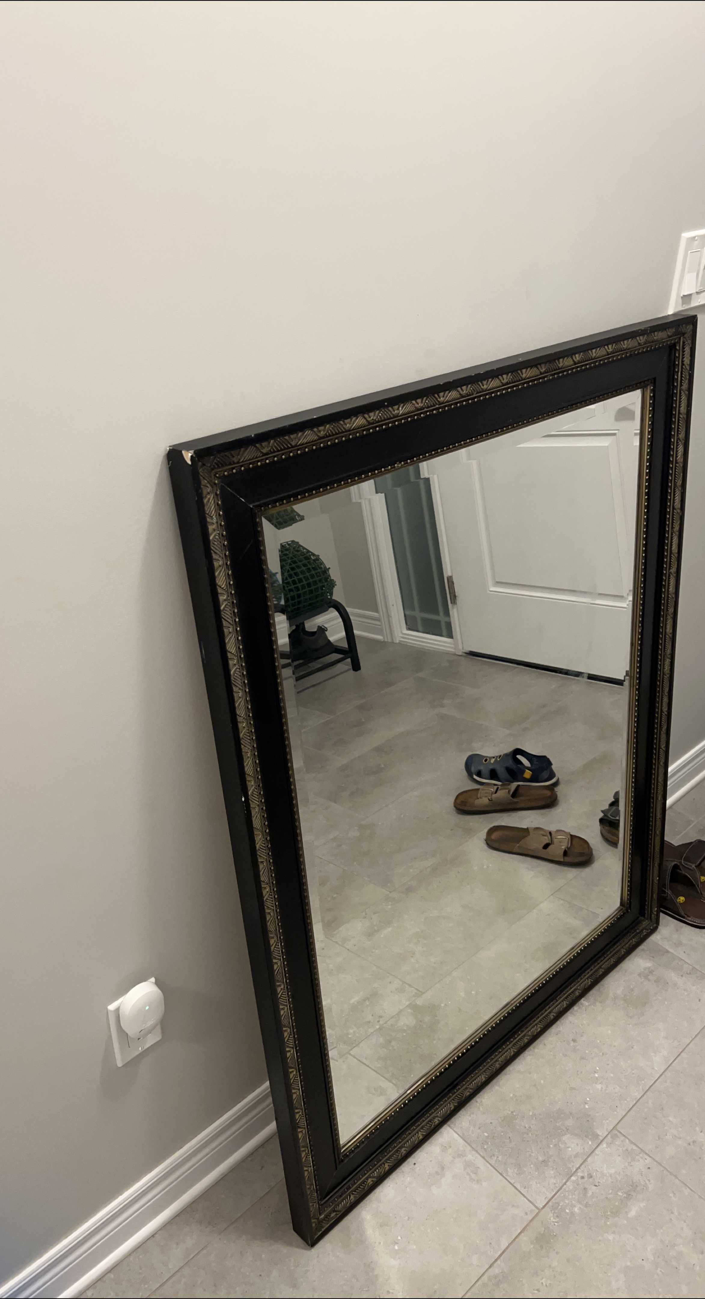Framed Wall Mirror - Black & Gold Trim thumbnail