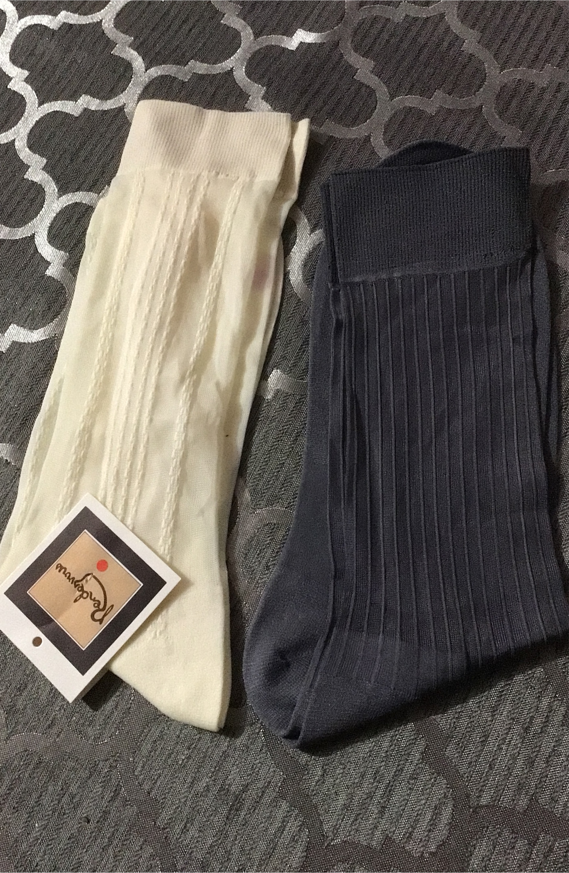 Man, nylon dress socks, two pairs