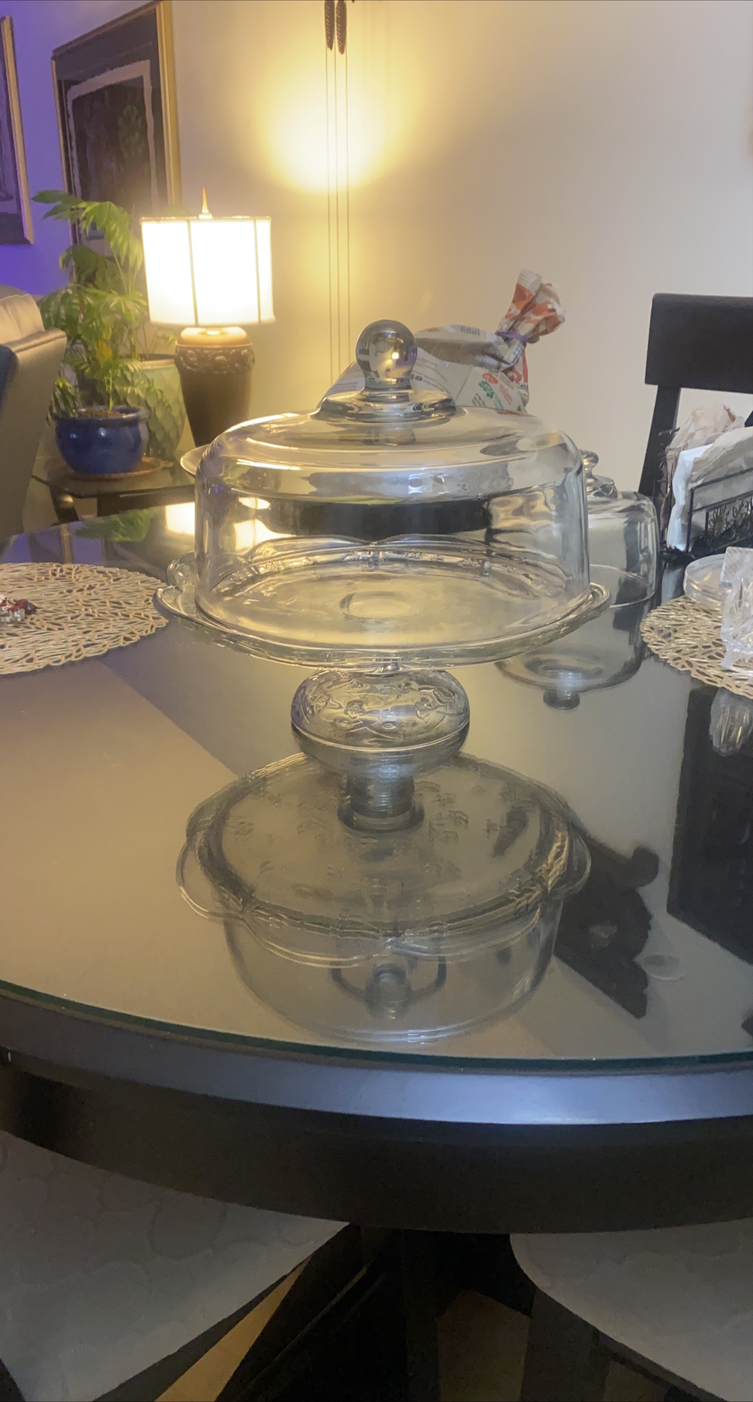 Glass Cake Stand with Dome Lid thumbnail