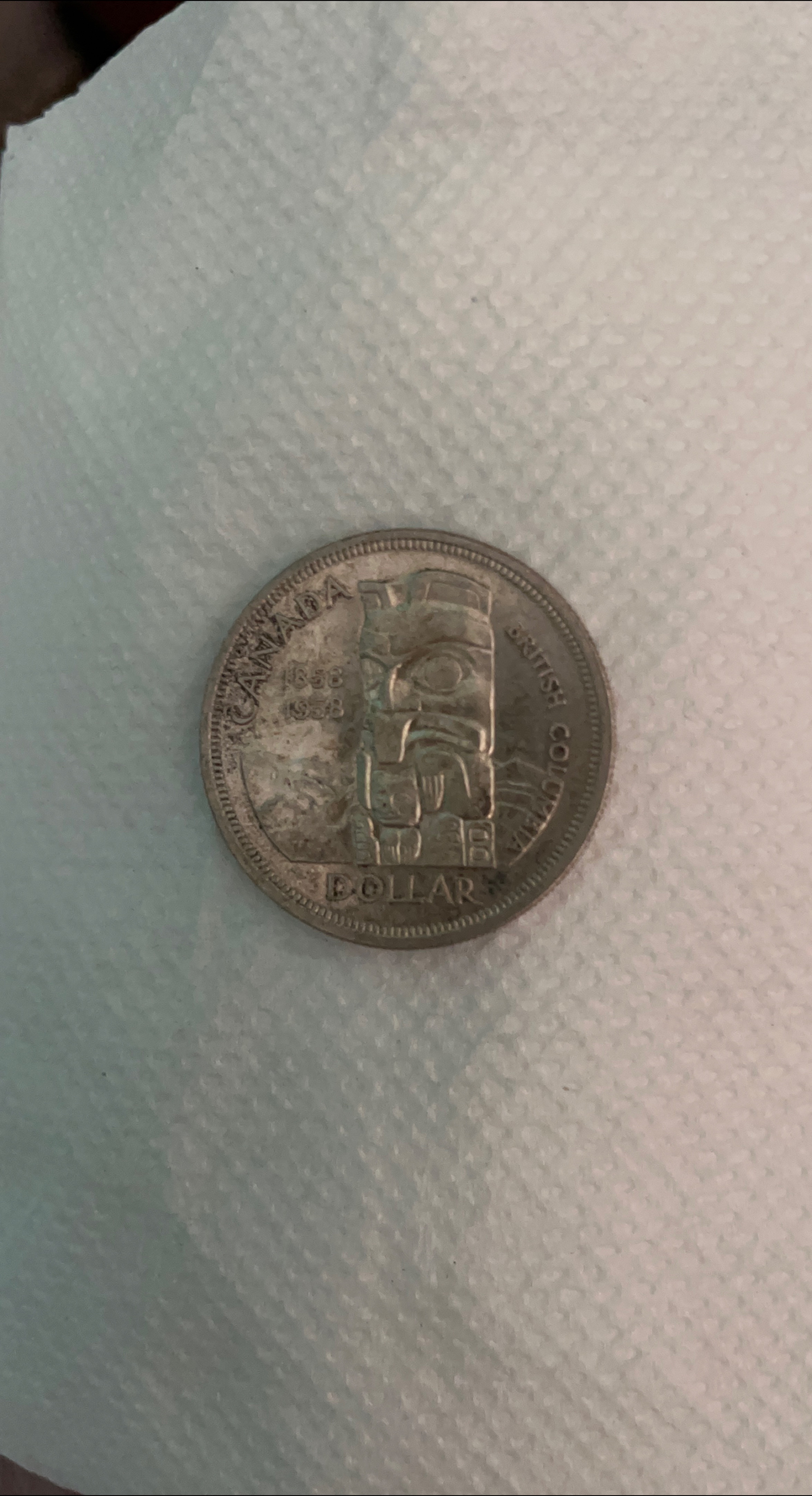 1958 British Columbia Totem Dollar Coin thumbnail