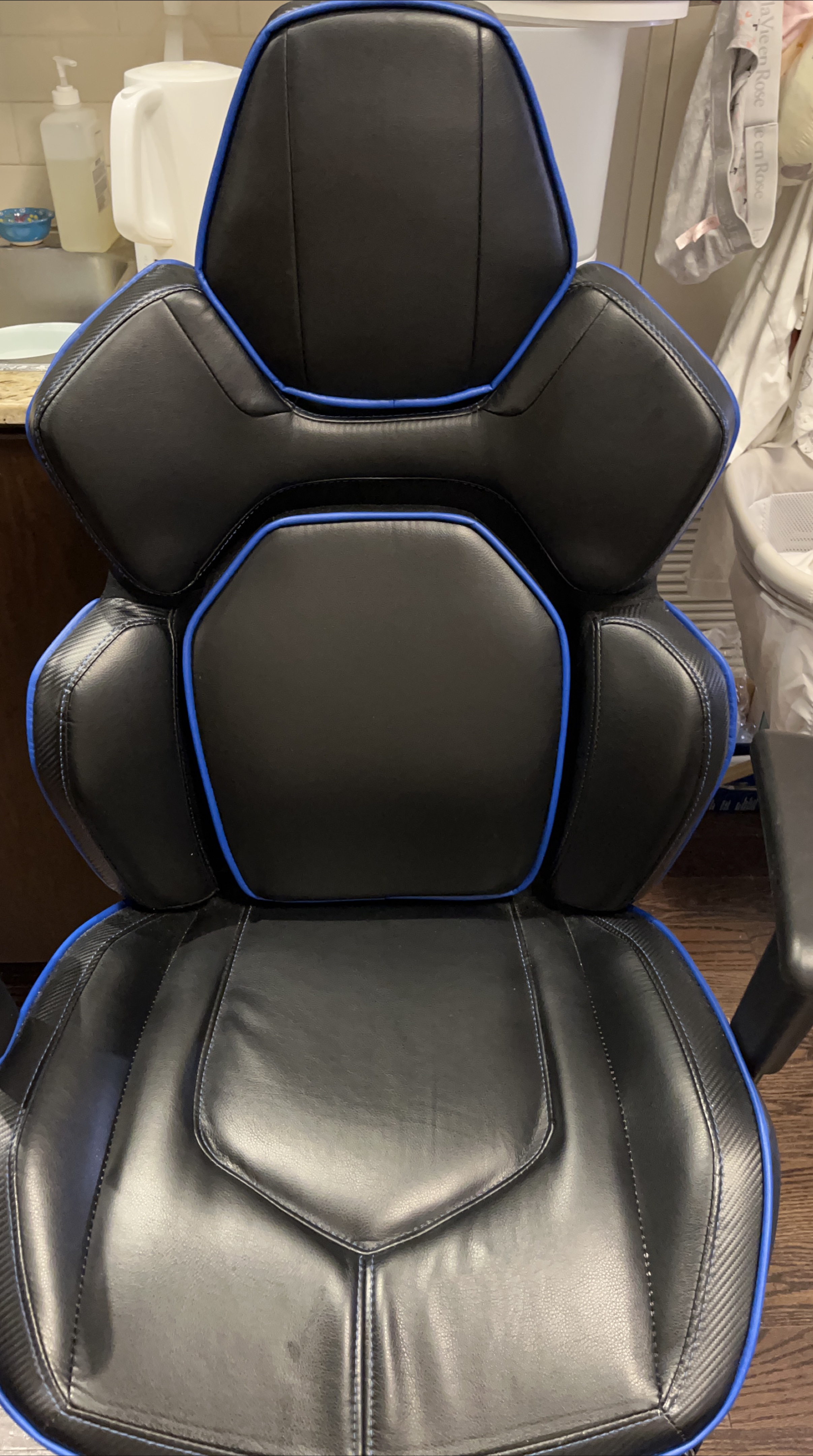 Black Gaming Chair with Blue Trim thumbnail