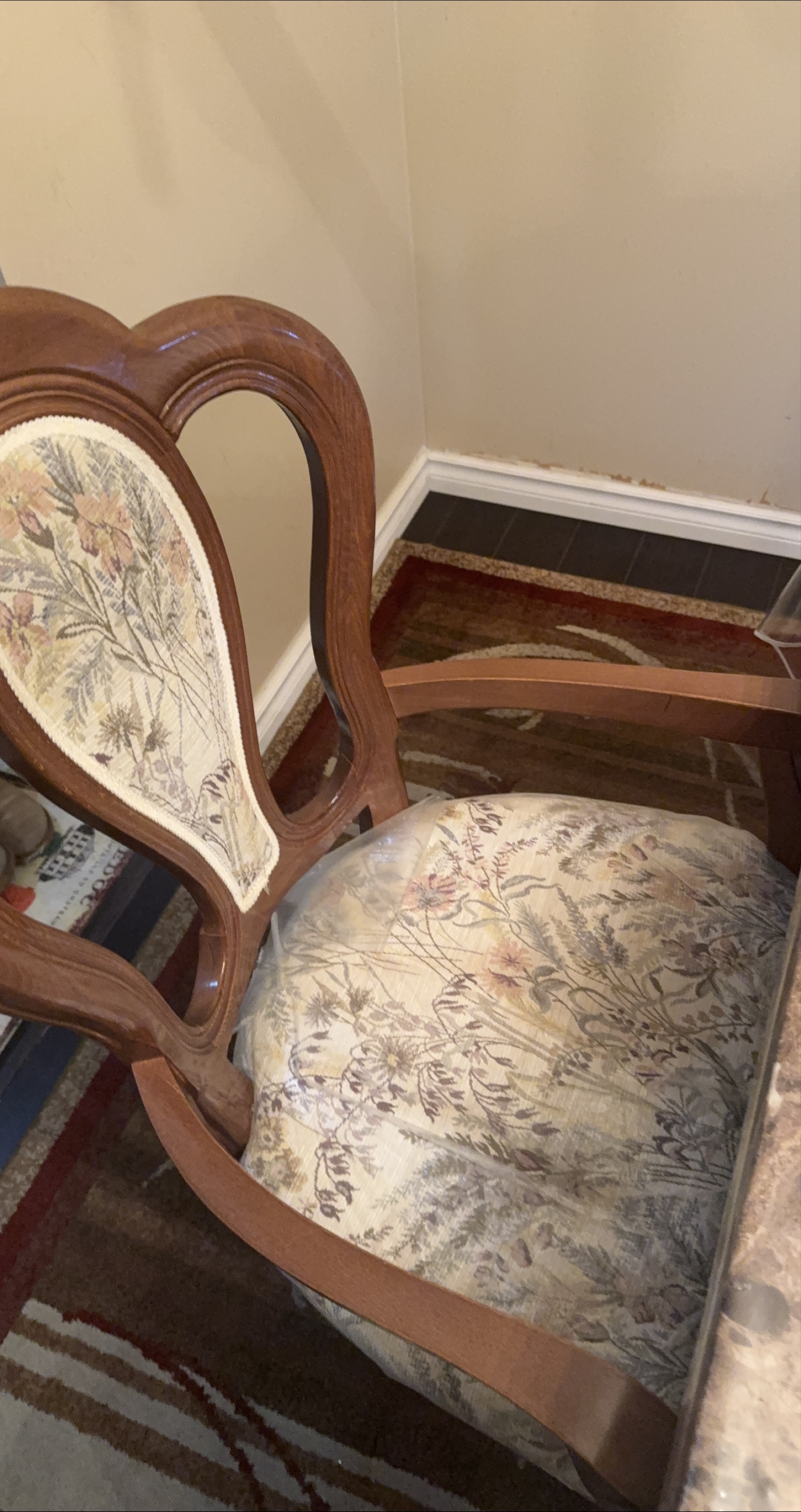 Floral Upholstered Wooden Chair thumbnail