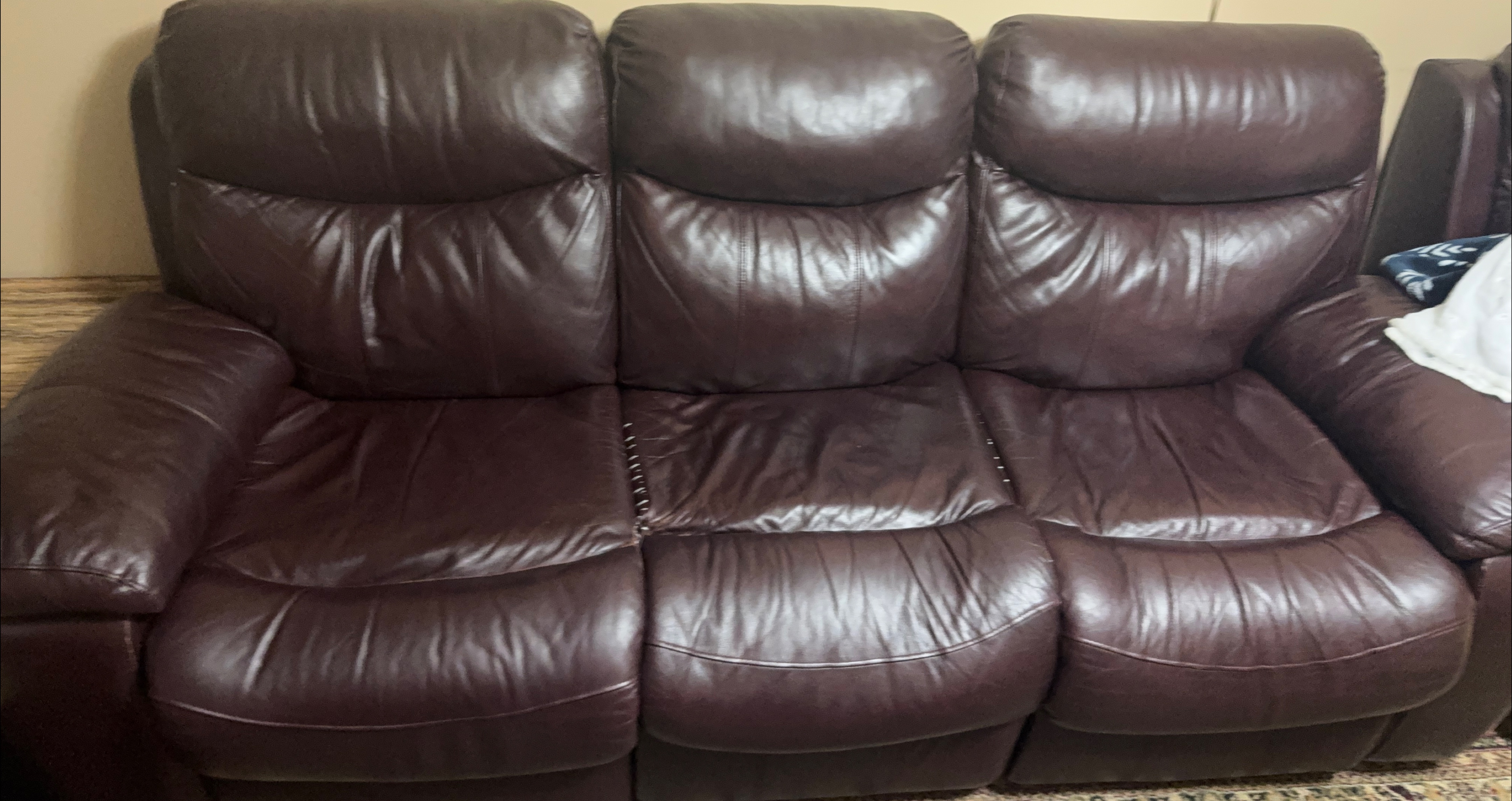 Brown Leather Reclining Sofa thumbnail